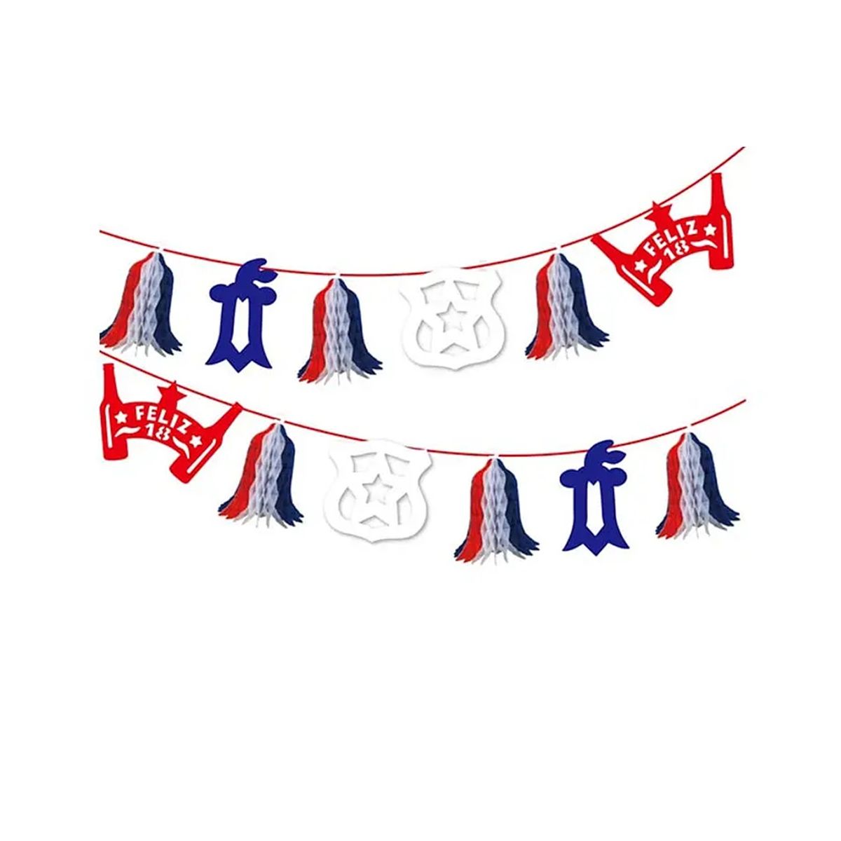 GENERICO - Guirnalda Fiestas Patrias 2.2 Metros Feliz 18 Decoración