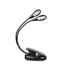 GENERICO - Lampara Luz Led Doble Brazo Para Atril Clip Recargable