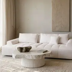 SANTU HOME & DECO - Sofa Seccional Moderno Blanco Lounge 208cm