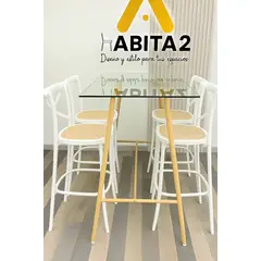 HABITA2 CHILE - Comedor atlas sena vidrio - 4 Puestos Blanco