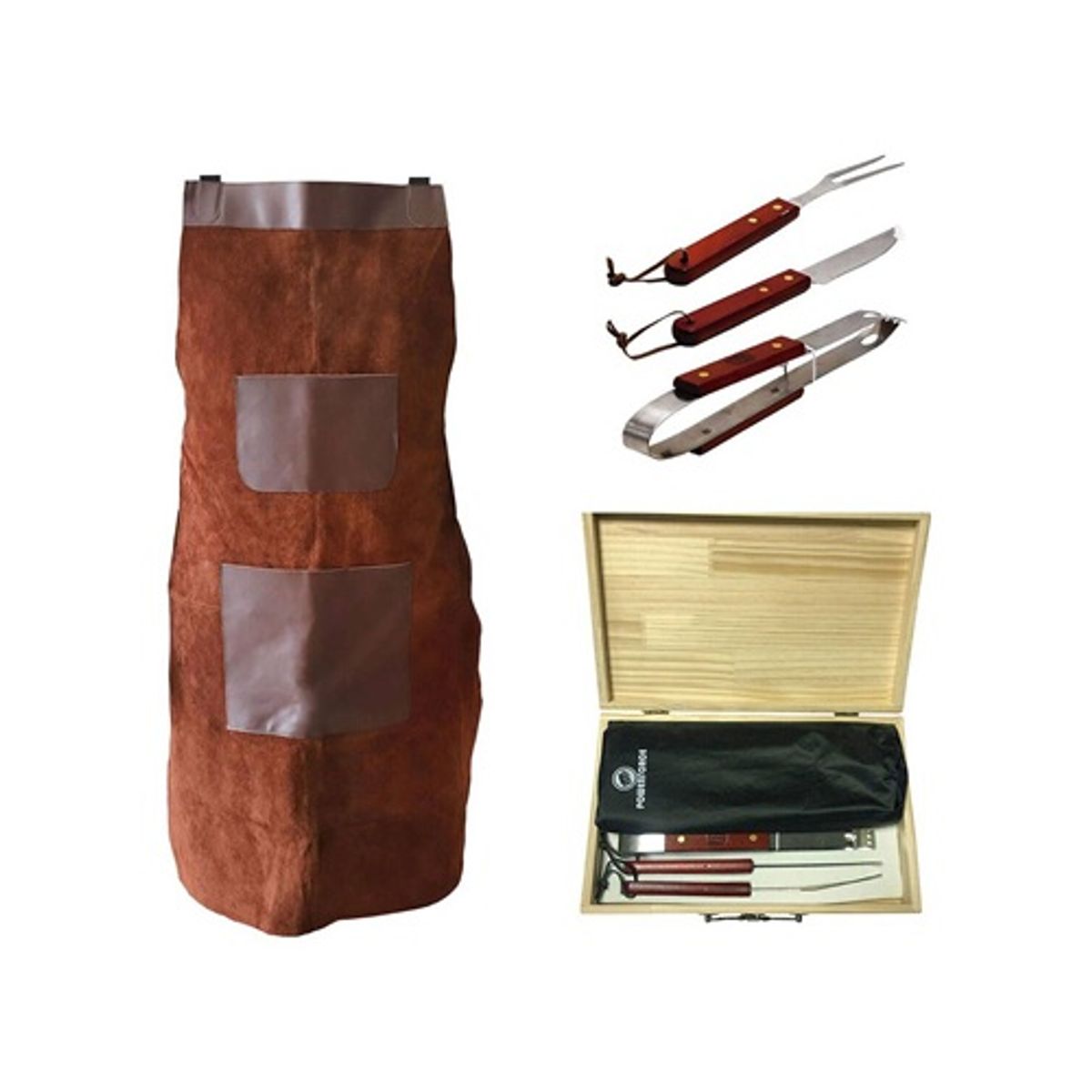 POWER FORCE - Set Parrillero Con Mandil De Cuero Power Force