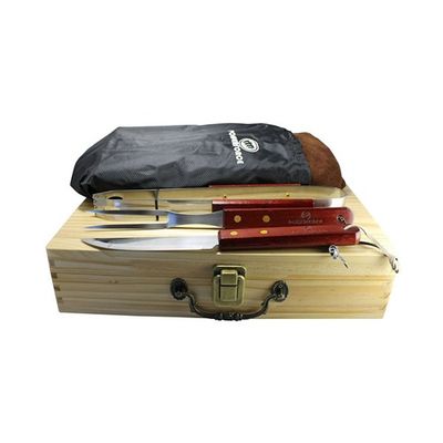 Imagen 2 del producto Set Parrillero Con Mandil De Cuero