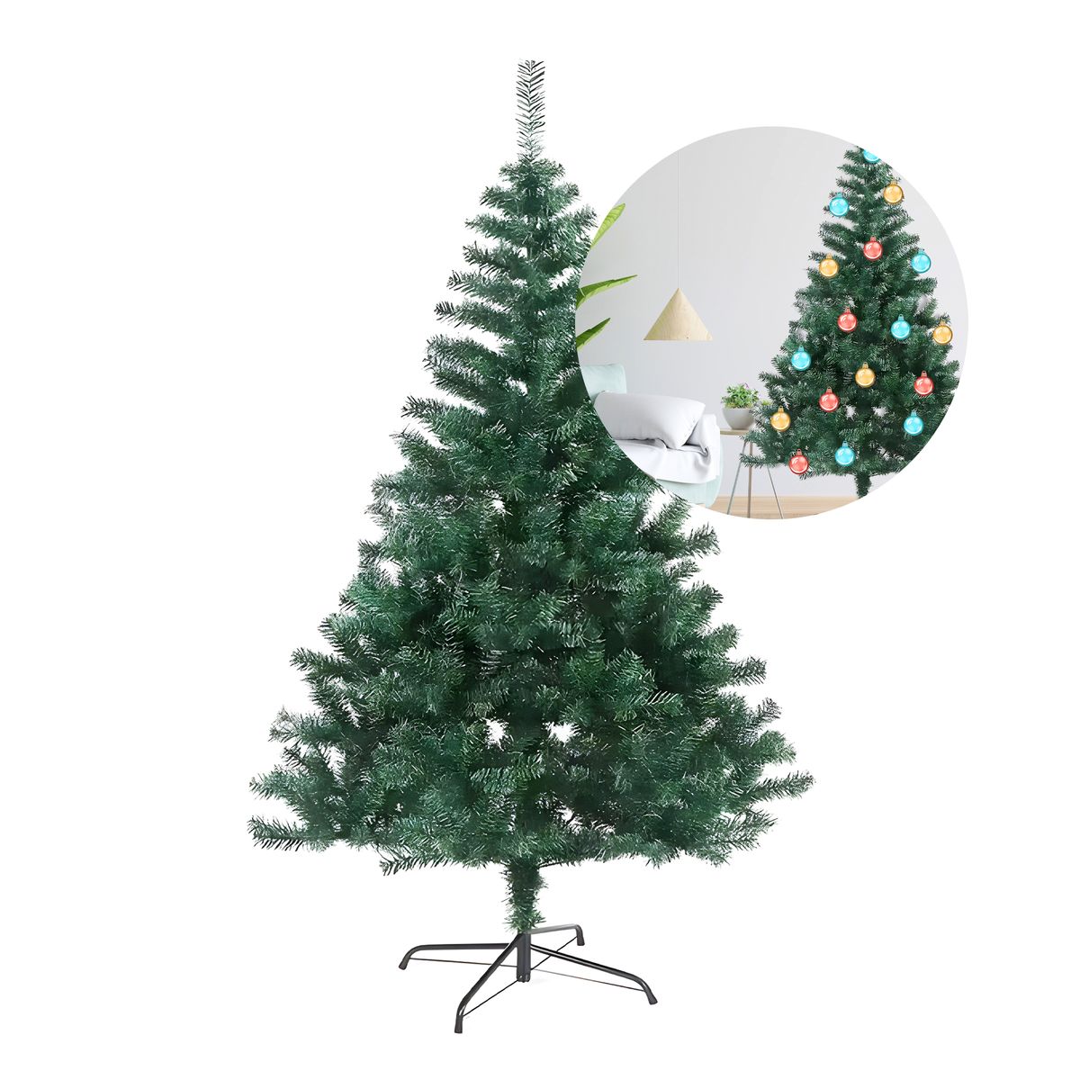 GENERICO - Árbol Navidad Verde 180 CM 800 Ramas Artificial Patas Metal