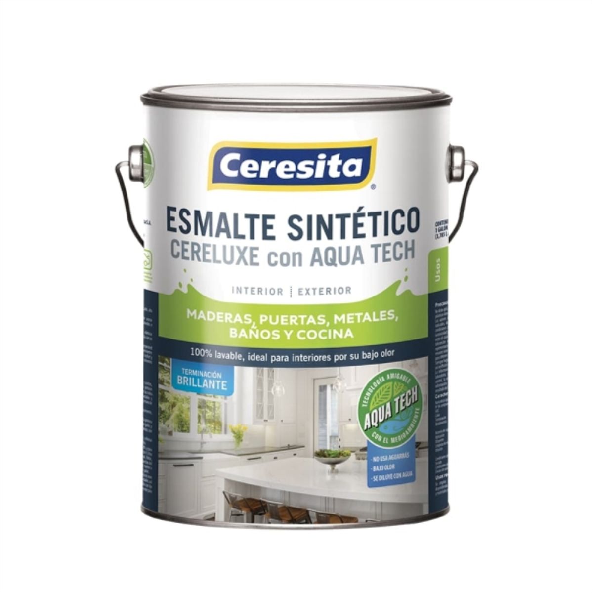 CERESITA - Esmalte sintético Cereluxe Aqua Tech brillante negro 1 gal