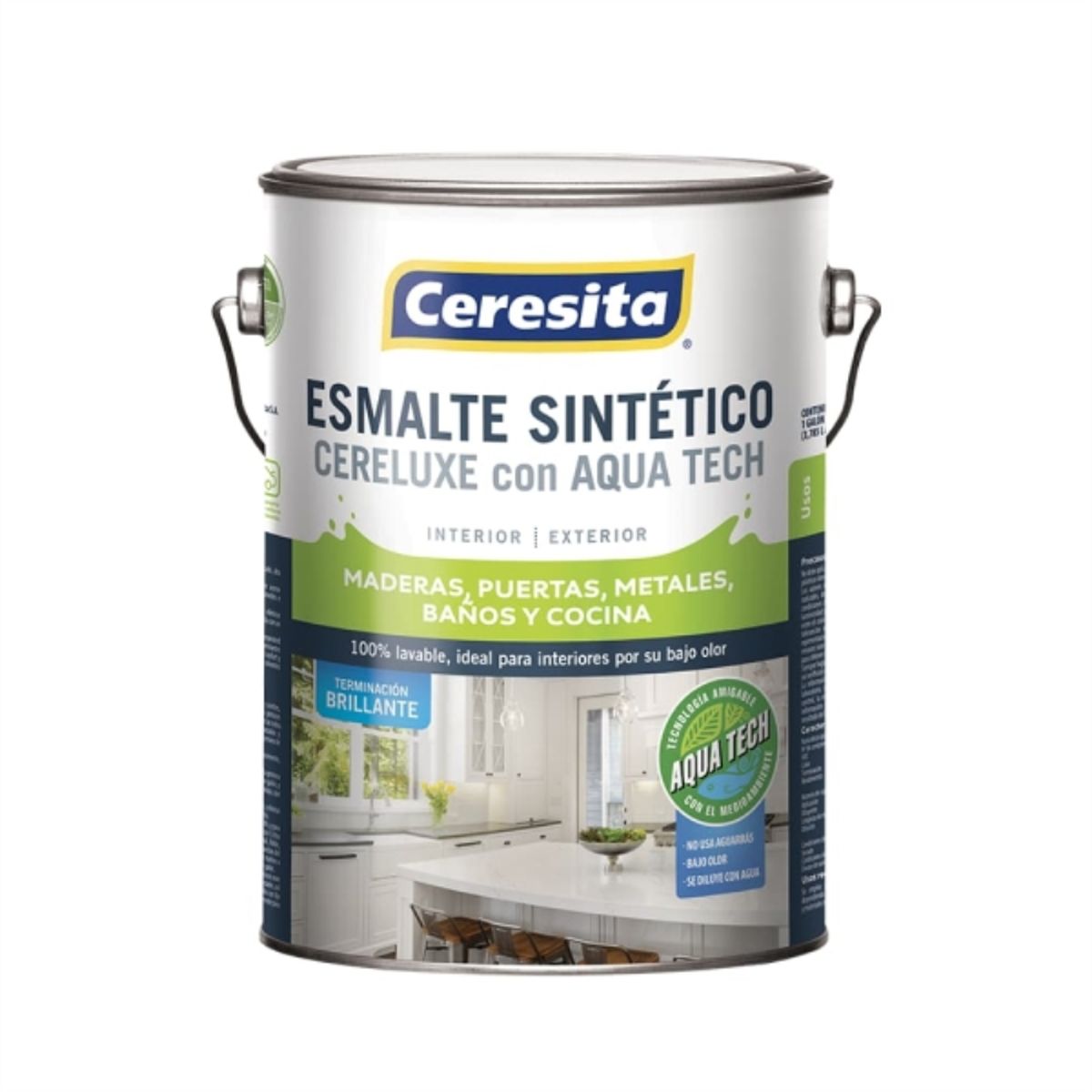 CERESITA - Esmalte sintético Cereluxe Aqua Tech brillante negro 1 gal