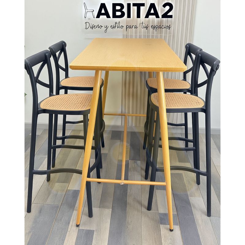 HABITA2 CHILE - Comedor atlas sena Mdf - 4 Puestos Negro