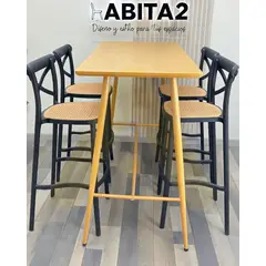 HABITA2 CHILE - Comedor atlas sena Mdf - 4 Puestos Negro