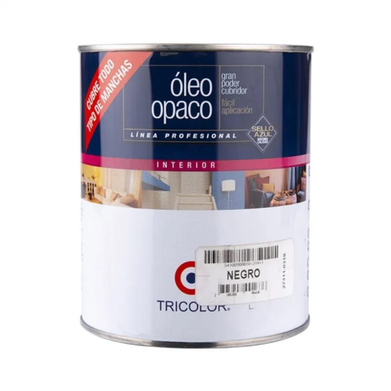 TRICOLOR - Óleo opaco Profesional negro 1/4 gal