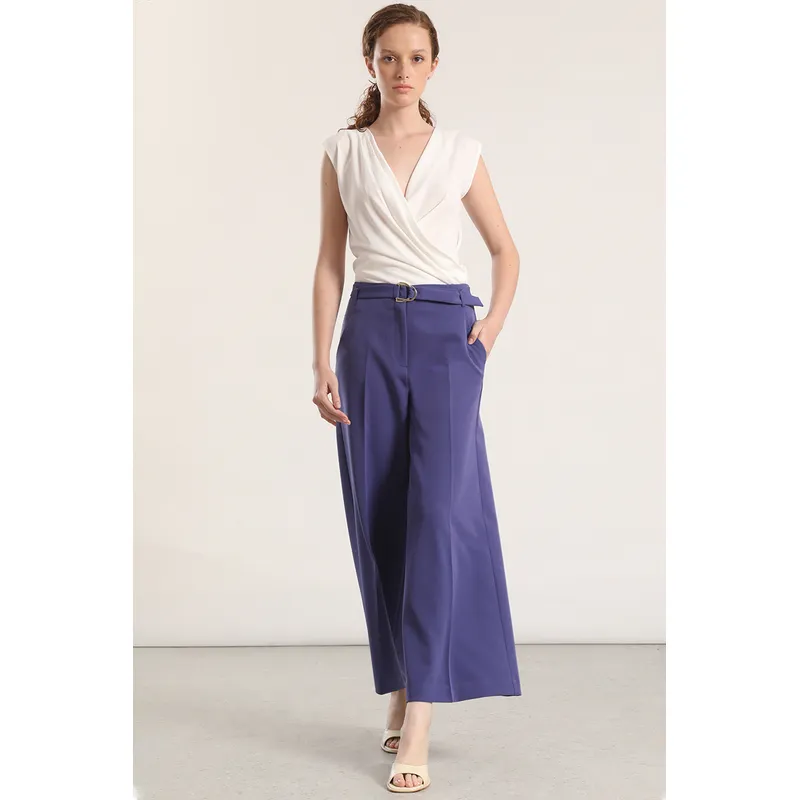 LIOLA - Pantalón cropped con cinturón liola mujer azul