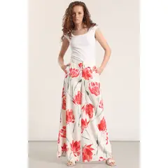LIOLA - Pantalón palazzo lino mujer estampado