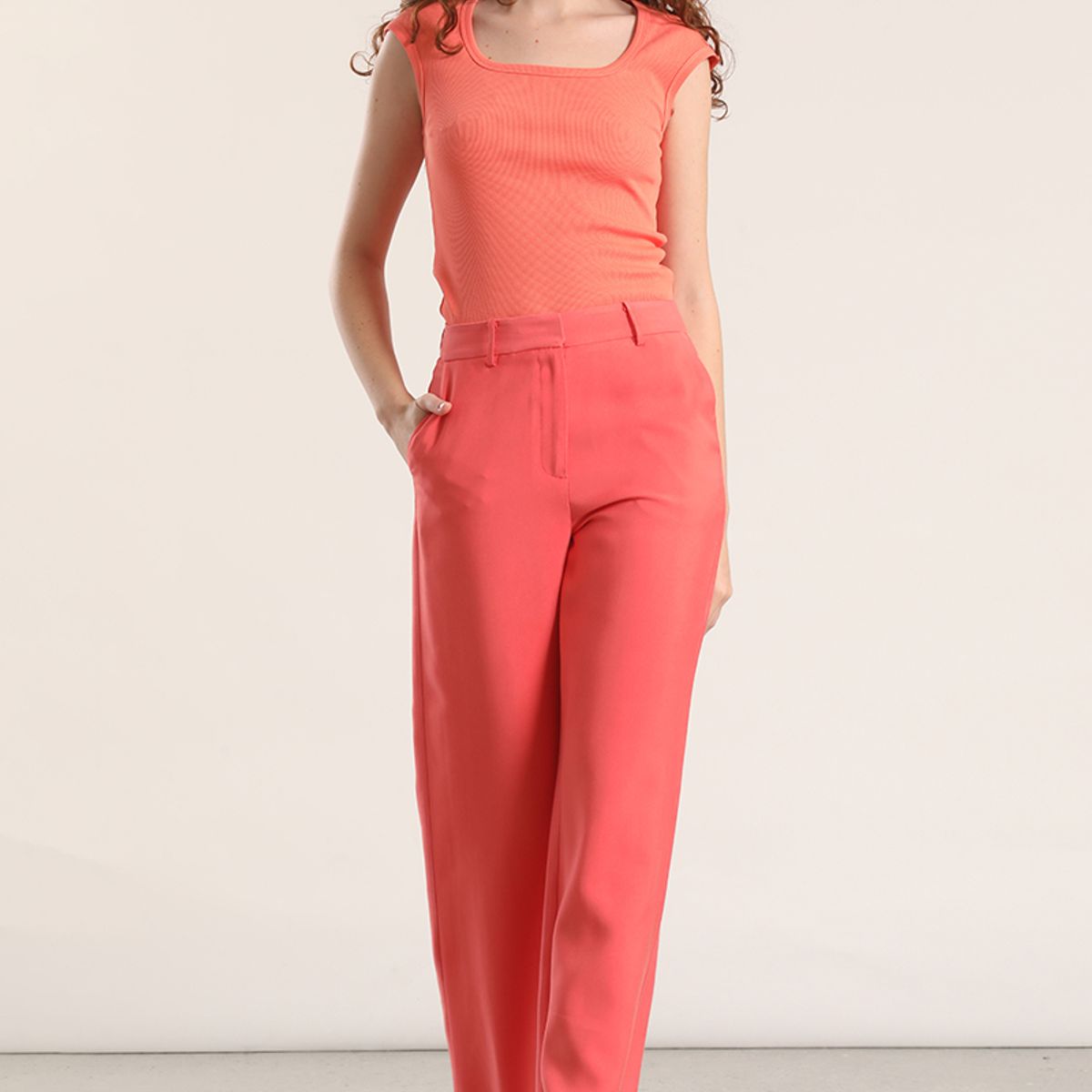 LIOLA - Pantalón recto liola mujer coral