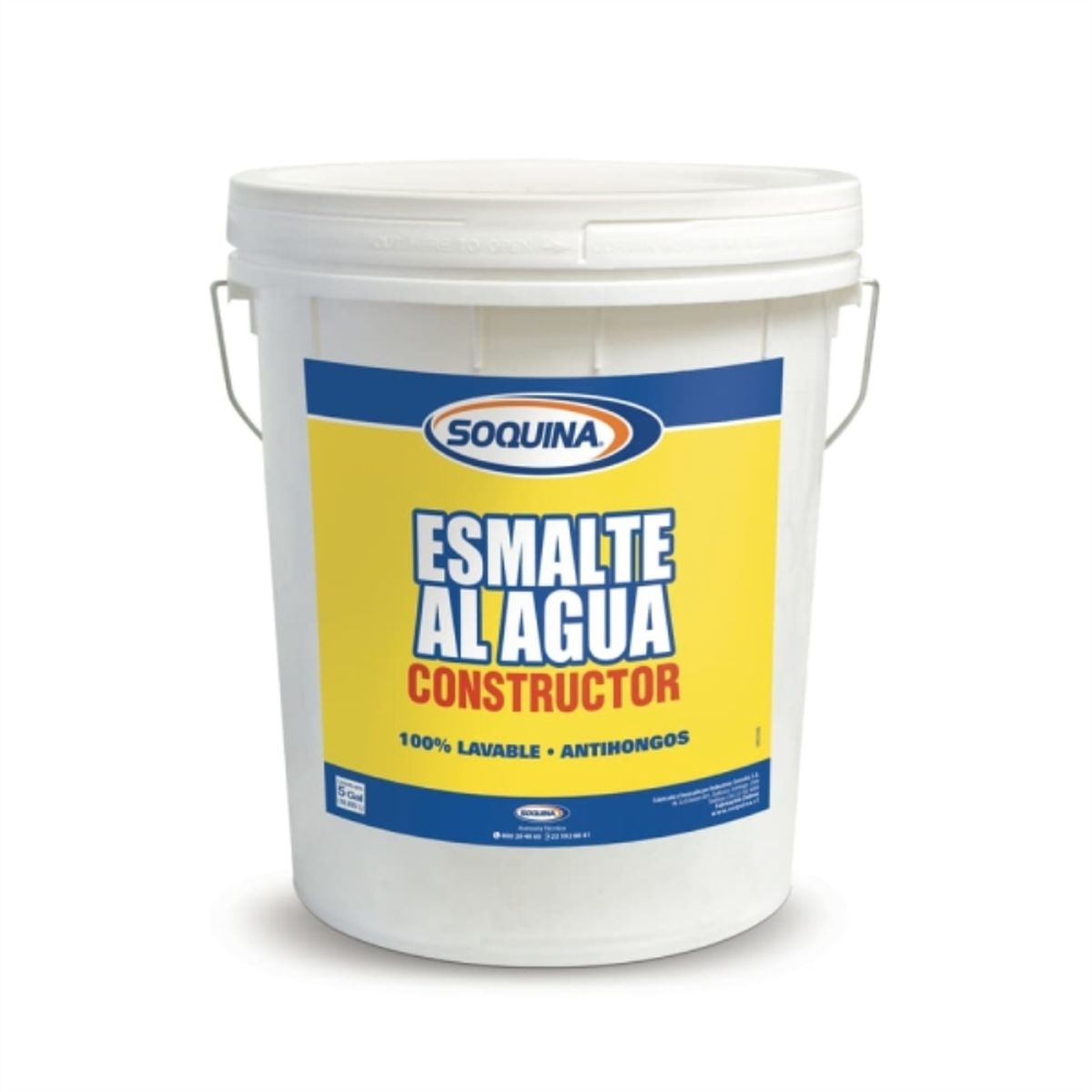 SOQUINA - Esmalte al agua Constructor satín blanco 4 gal