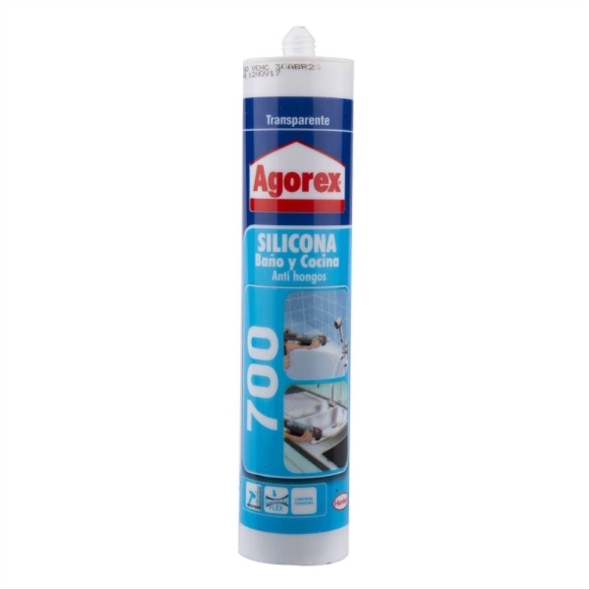 AGOREX - Silicona antihongo para baño y cocina Elasto-700 transparente 300 ml