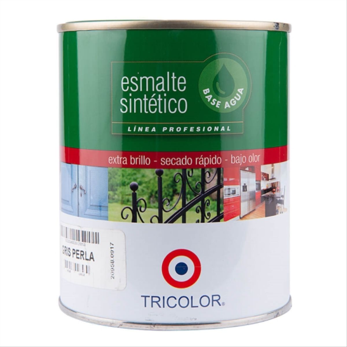 Esmalte sintético base agua gris perla 1/4 gal, marca TRICOLOR - Foto 2