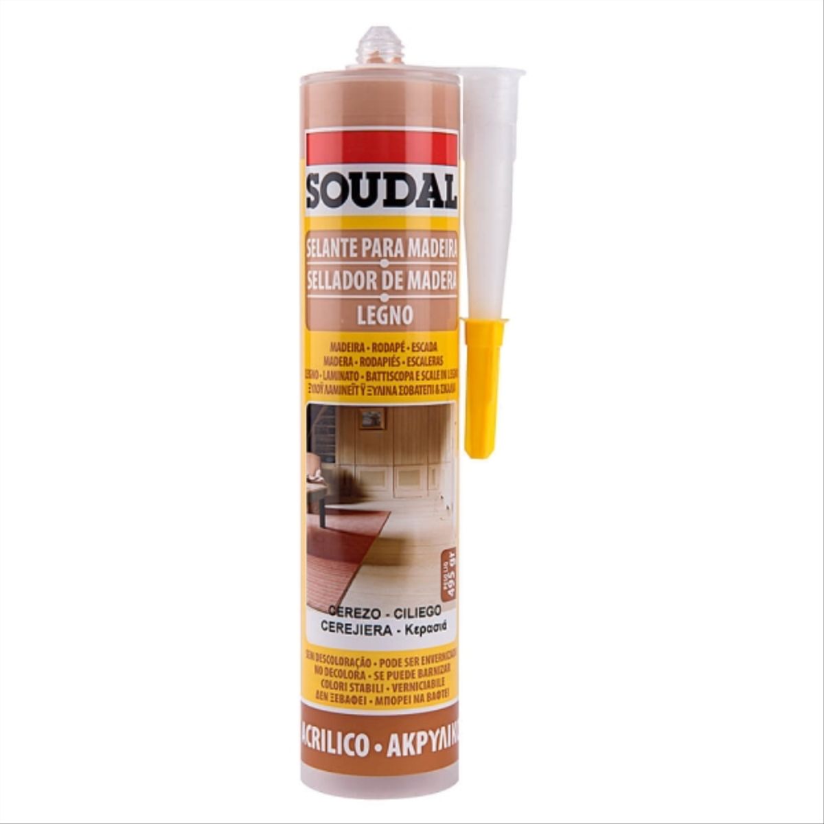 SOUDAL - Sellador acrílico para madera cerezo 310 ml