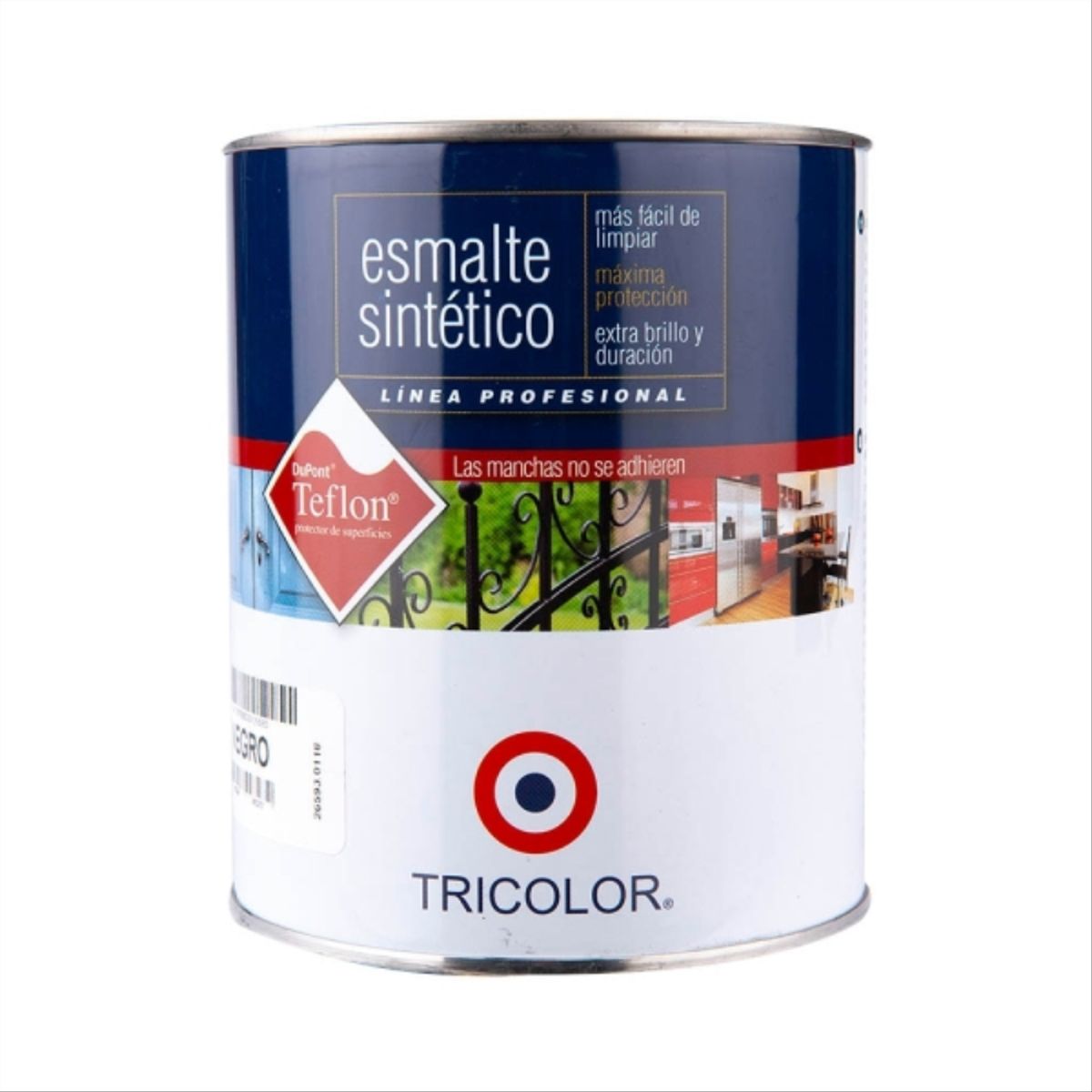 TRICOLOR - Esmalte sintético Profesional negro 1/4 gal