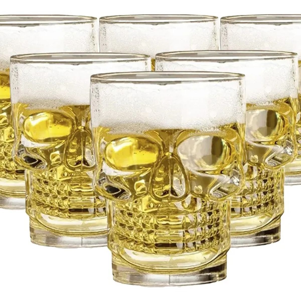 GENERICO - 6 Vasos Shoperos Cerveceros Calavera Vaso Cervecero Vidrio