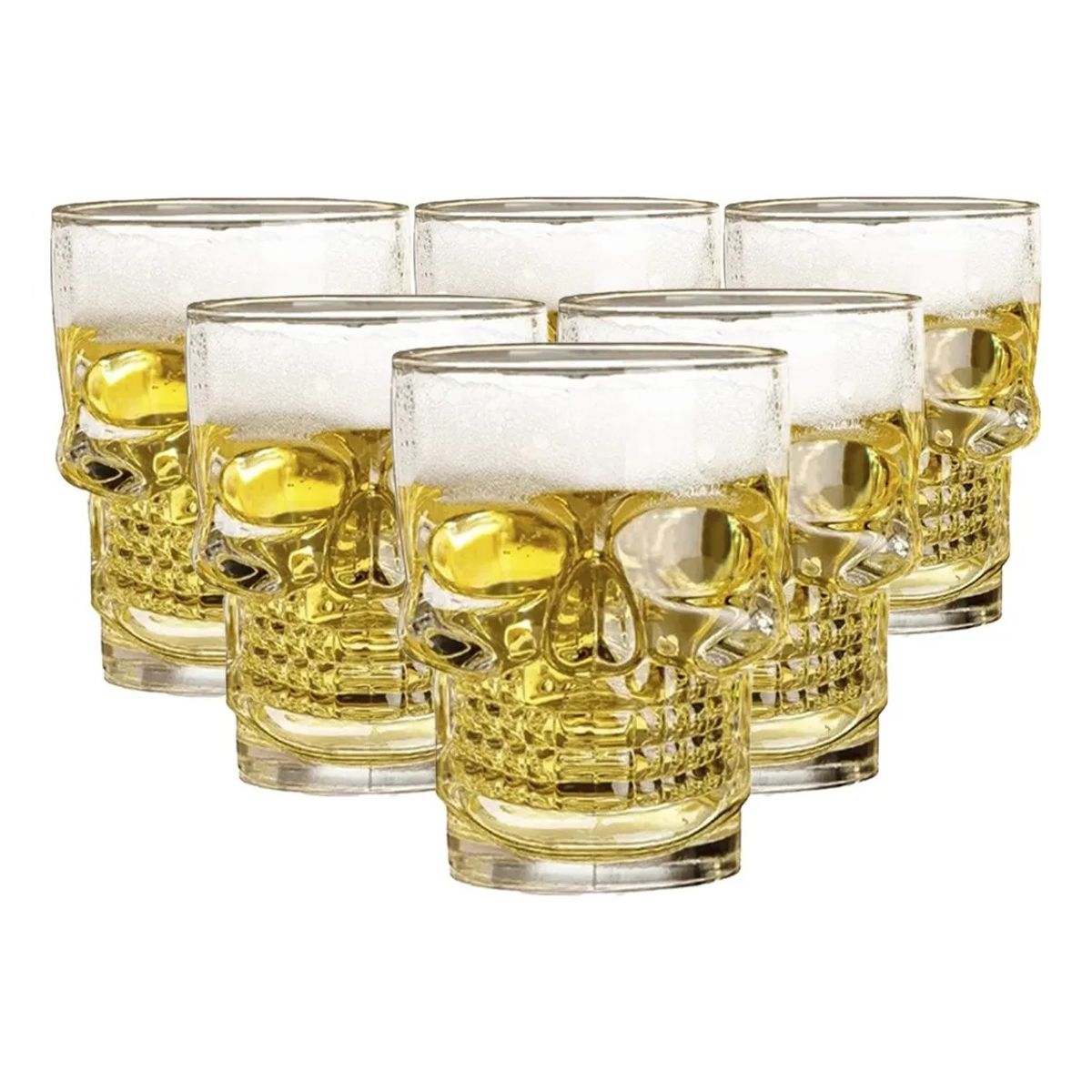 GENERICO - 6 Vasos Shoperos Cerveceros Calavera Vaso Cervecero Vidrio
