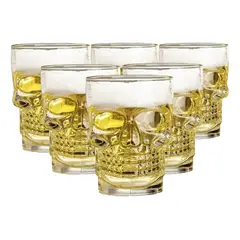 GENERICO - 6 Vasos Shoperos Cerveceros Calavera Vaso Cervecero Vidrio