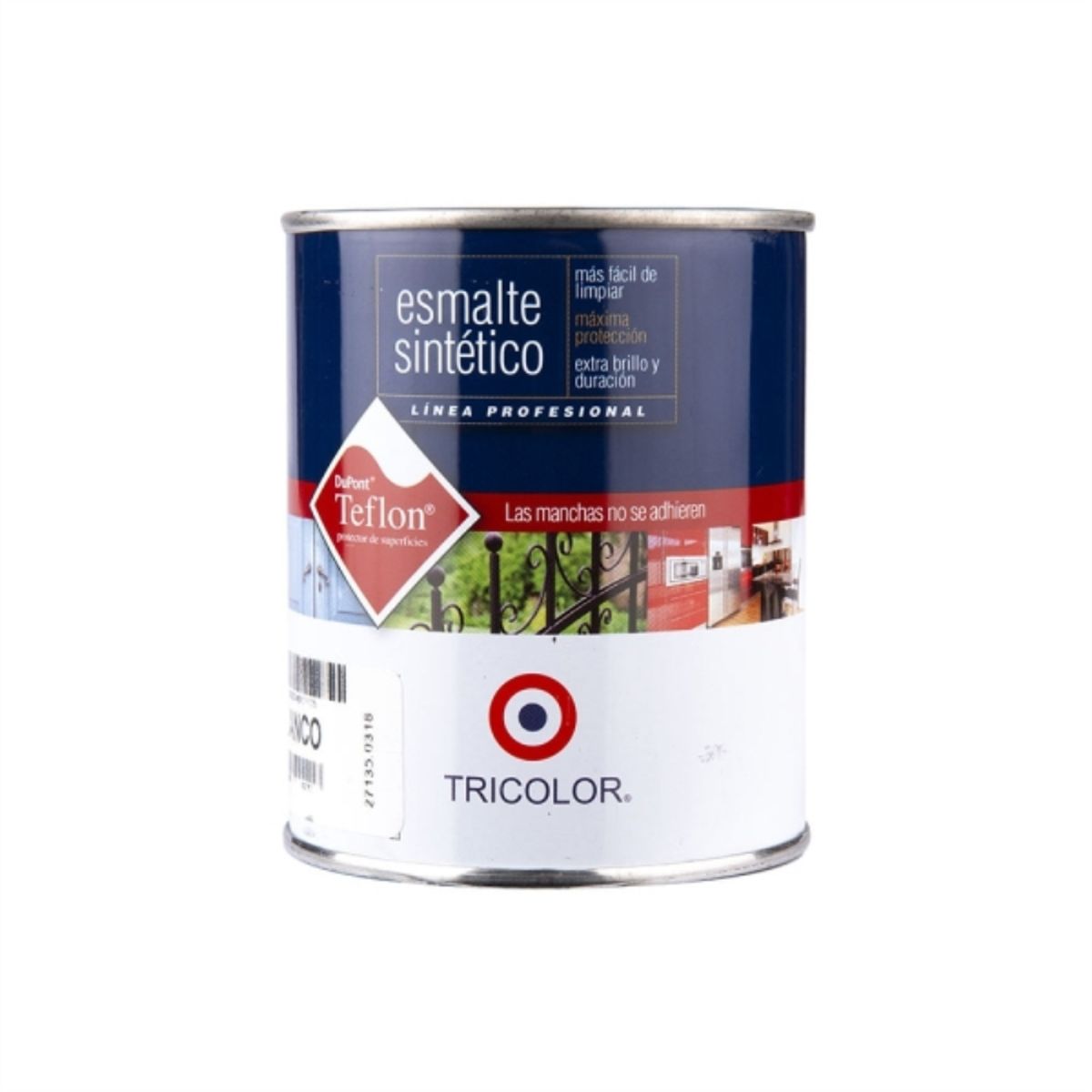 Esmalte sintético Profesional blanco 1/8 gal, marca TRICOLOR - Foto Principal