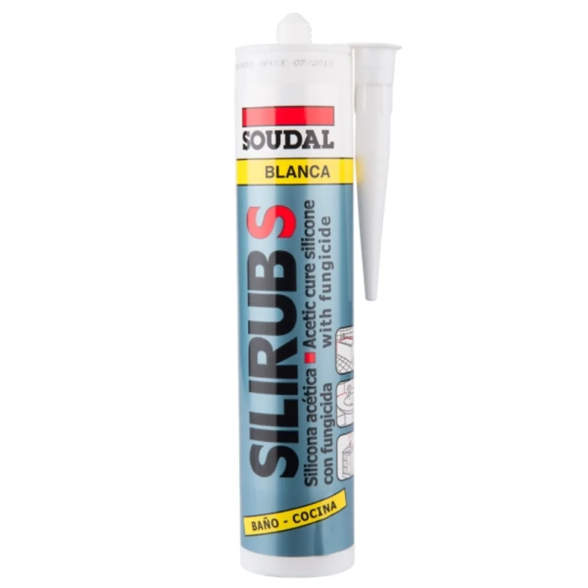 SOUDAL - Silicona antihongo para baño y cocina blanca 300 ml