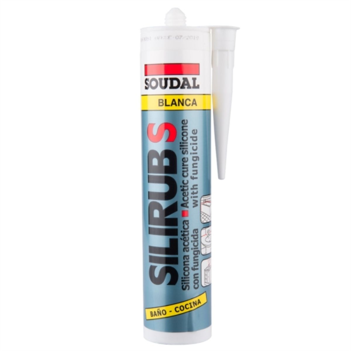 SOUDAL - Silicona antihongo para baño y cocina blanca 300 ml