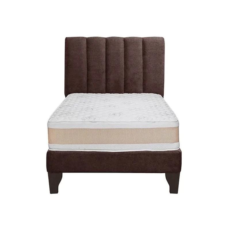 GENERICO - Cama plaza y media marron + Colchon 1.5 plazas