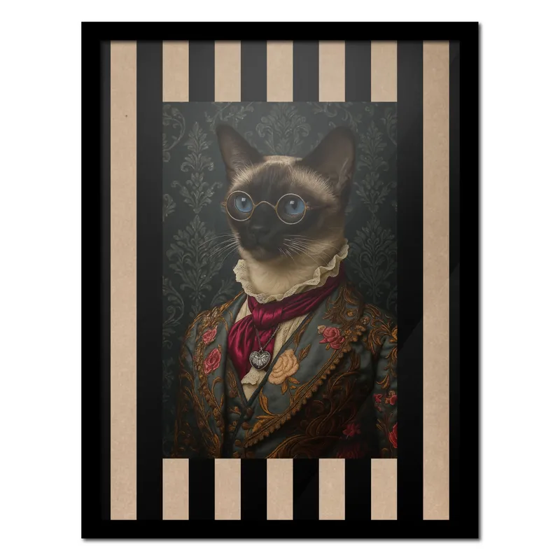GENERICO - Cuadro 30x40 cm Gato Siamés Gala Vintage