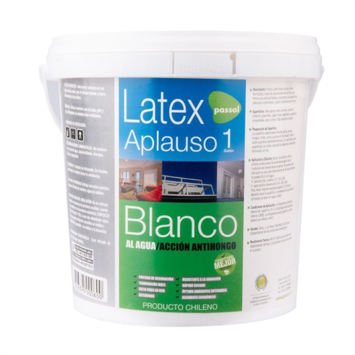 Látex Aplauso blanco 1 gal, marca PASSOL - Foto Principal