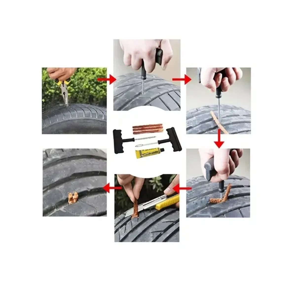 GENERICO - Kit De Emergencia Reparación De Neumáticos Motos Autos
