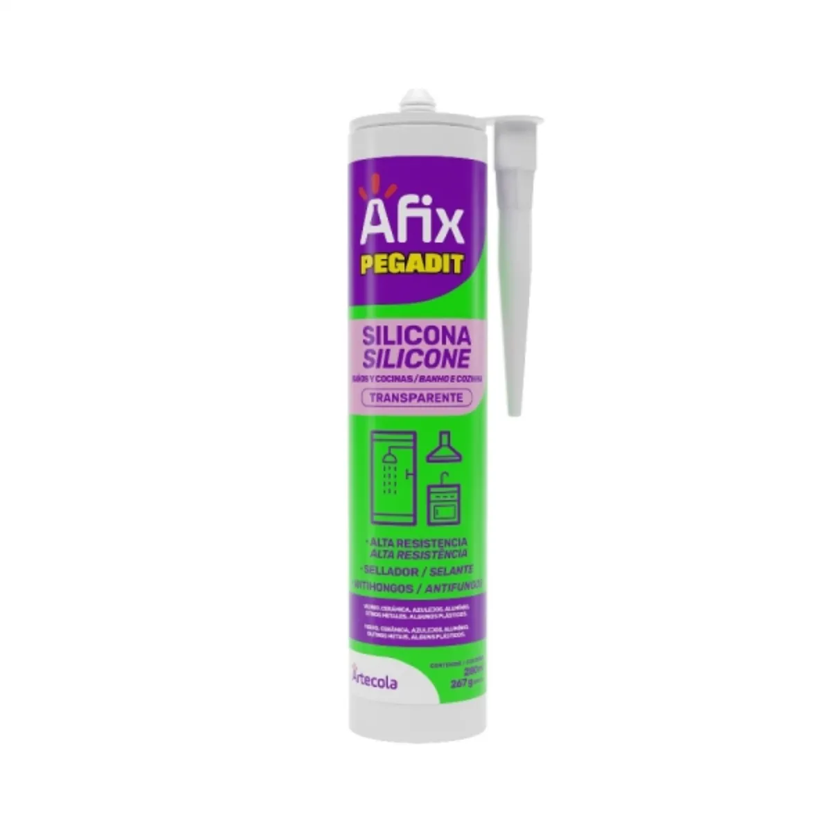 AFIX - Silicona baños y cocinas transparente 280 ml
