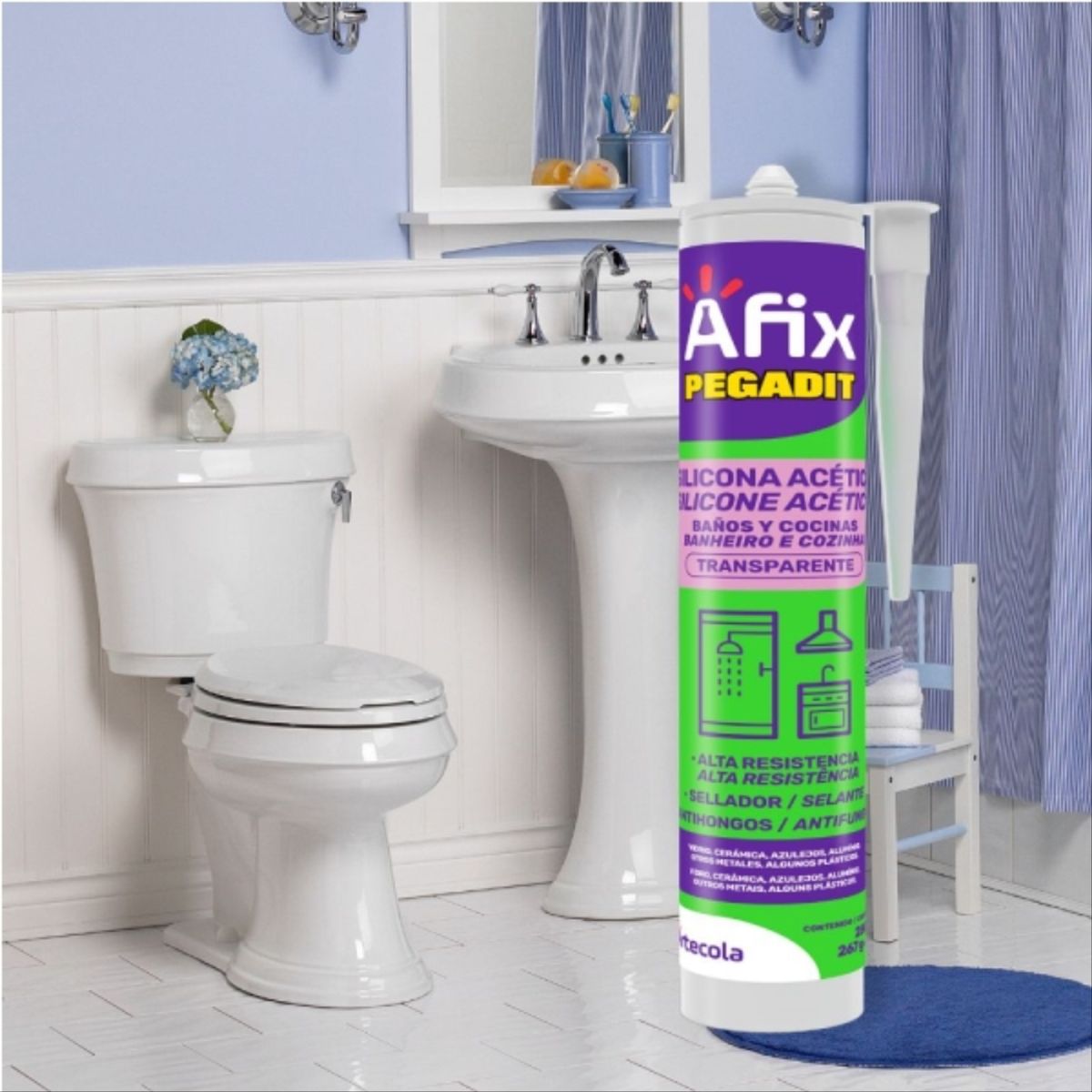 AFIX - Silicona baños y cocinas transparente 280 ml