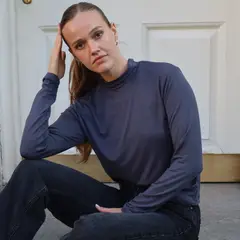 BIJOU - Beatle cuello alto gris de viscosa