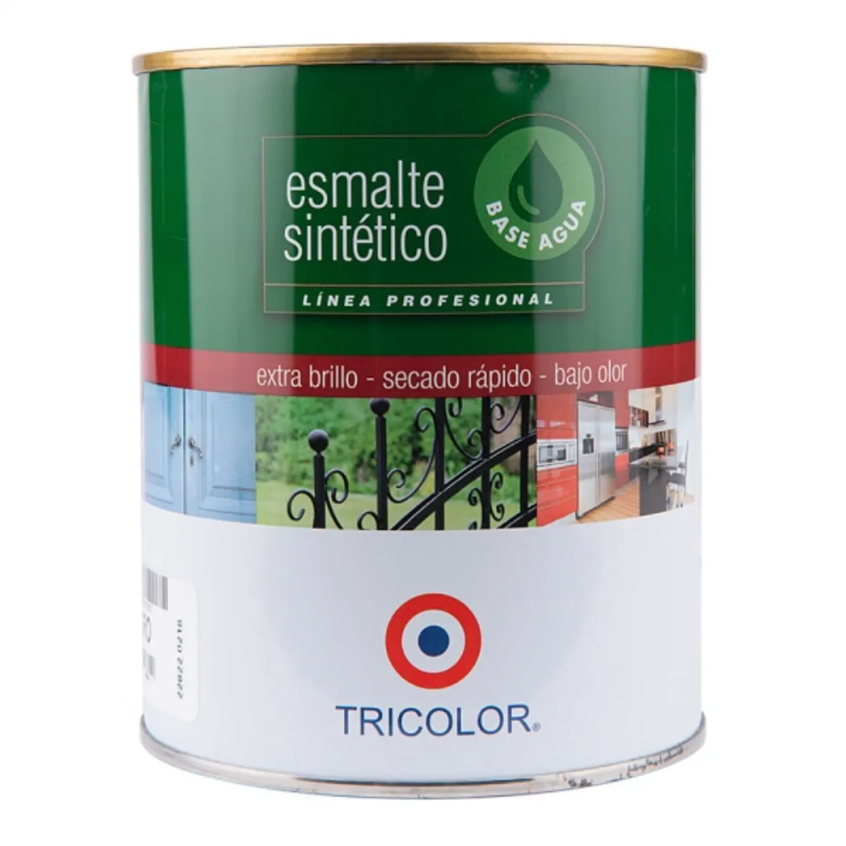 TRICOLOR - Esmalte sintético base agua negro 1/4 gal