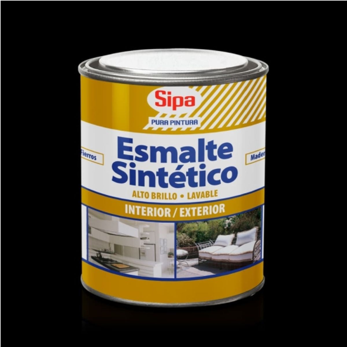 SIPA - Esmalte sintético negro 1/4 gal