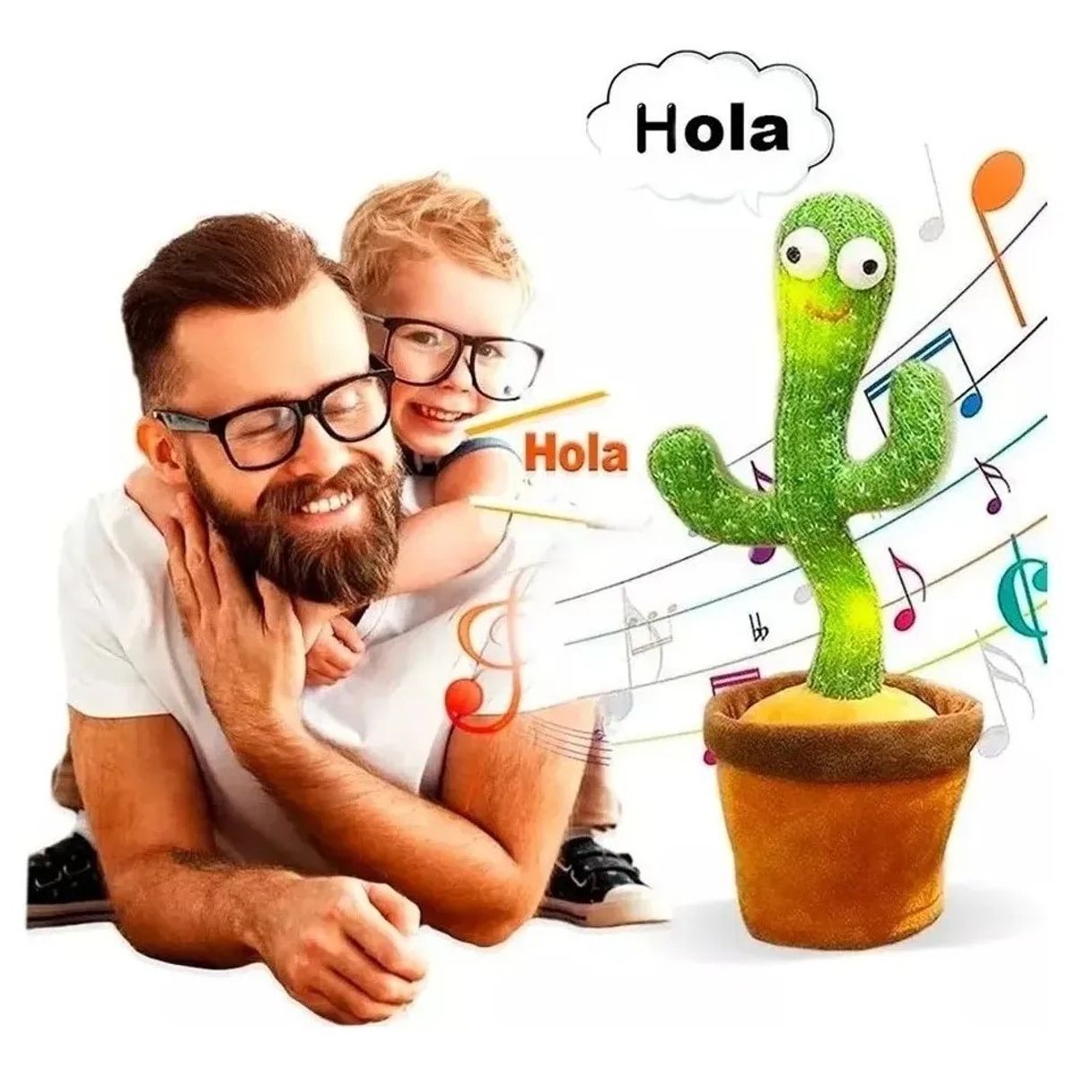 GENERICO - Cactus Bailarín Musical Repetidor Recargable Voz Interactivo