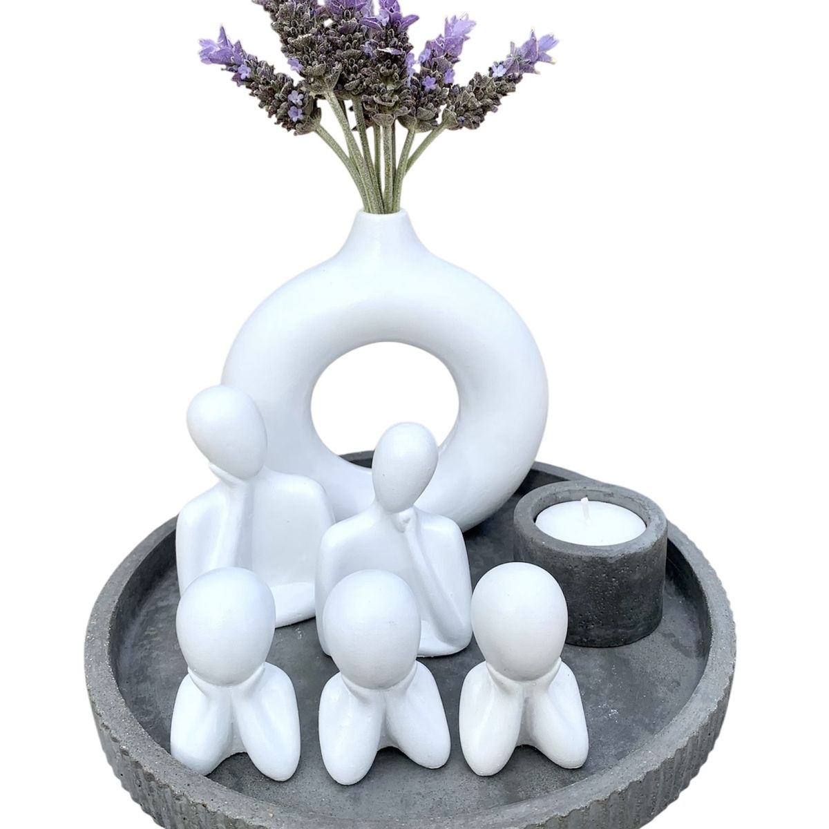 GENERICO - Set Decorativo Familia con 3 hijos cemento