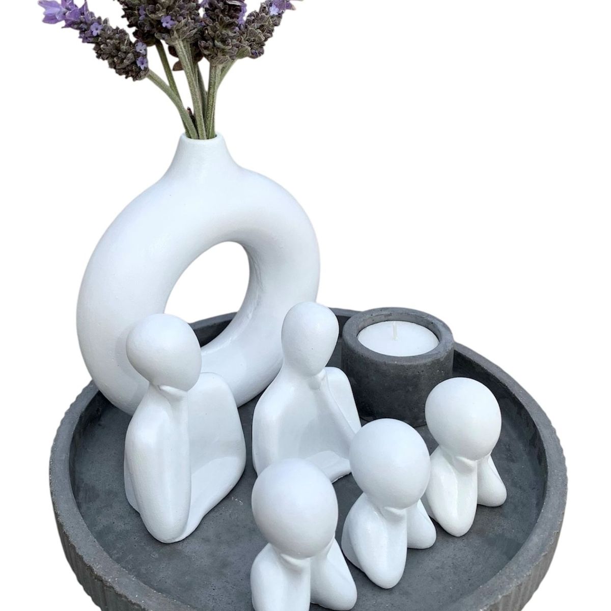GENERICO - Set Decorativo Familia con 3 hijos cemento