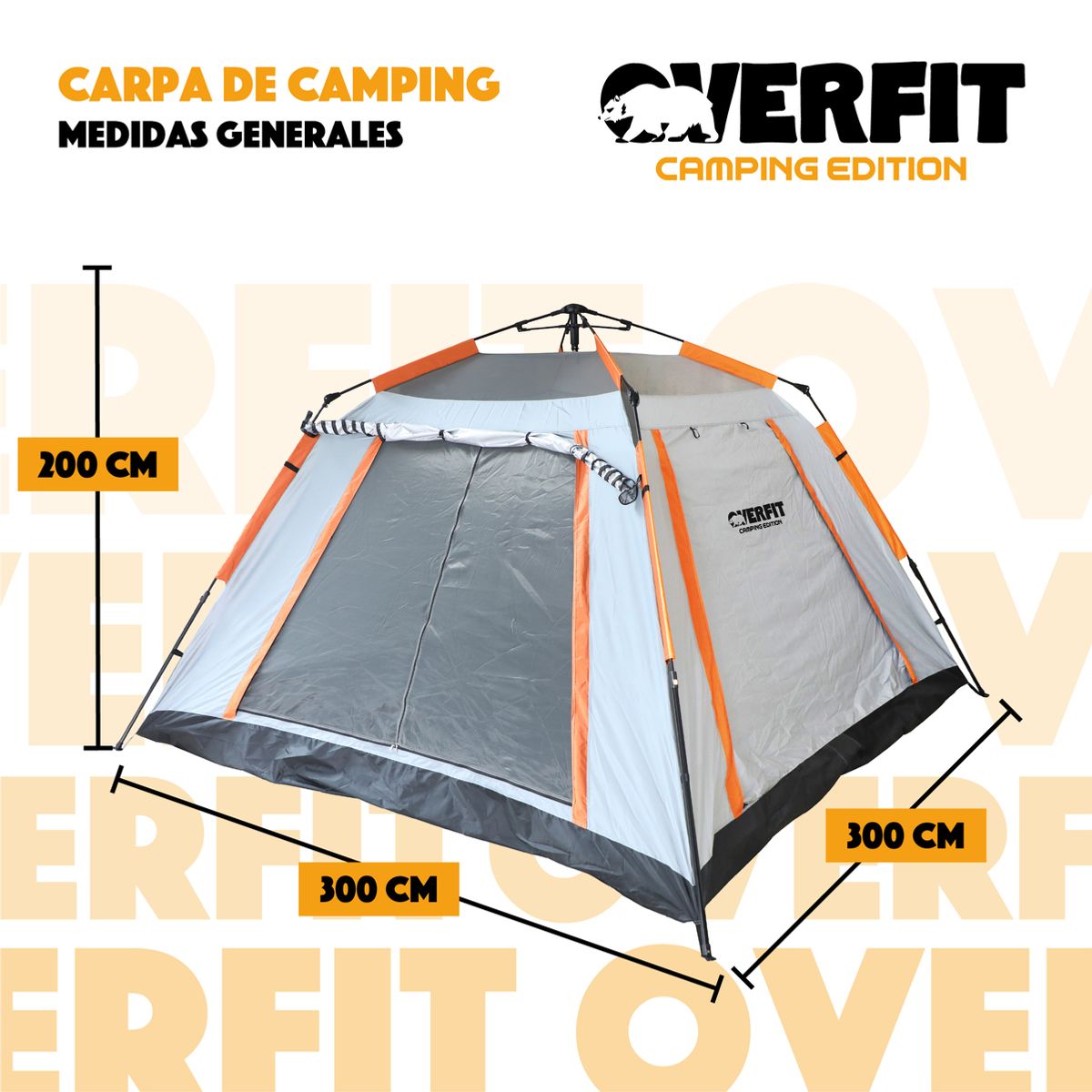 OVERFIT - Carpa De Camping 6 Personas Overfit Impermeable 500mm de Acampar