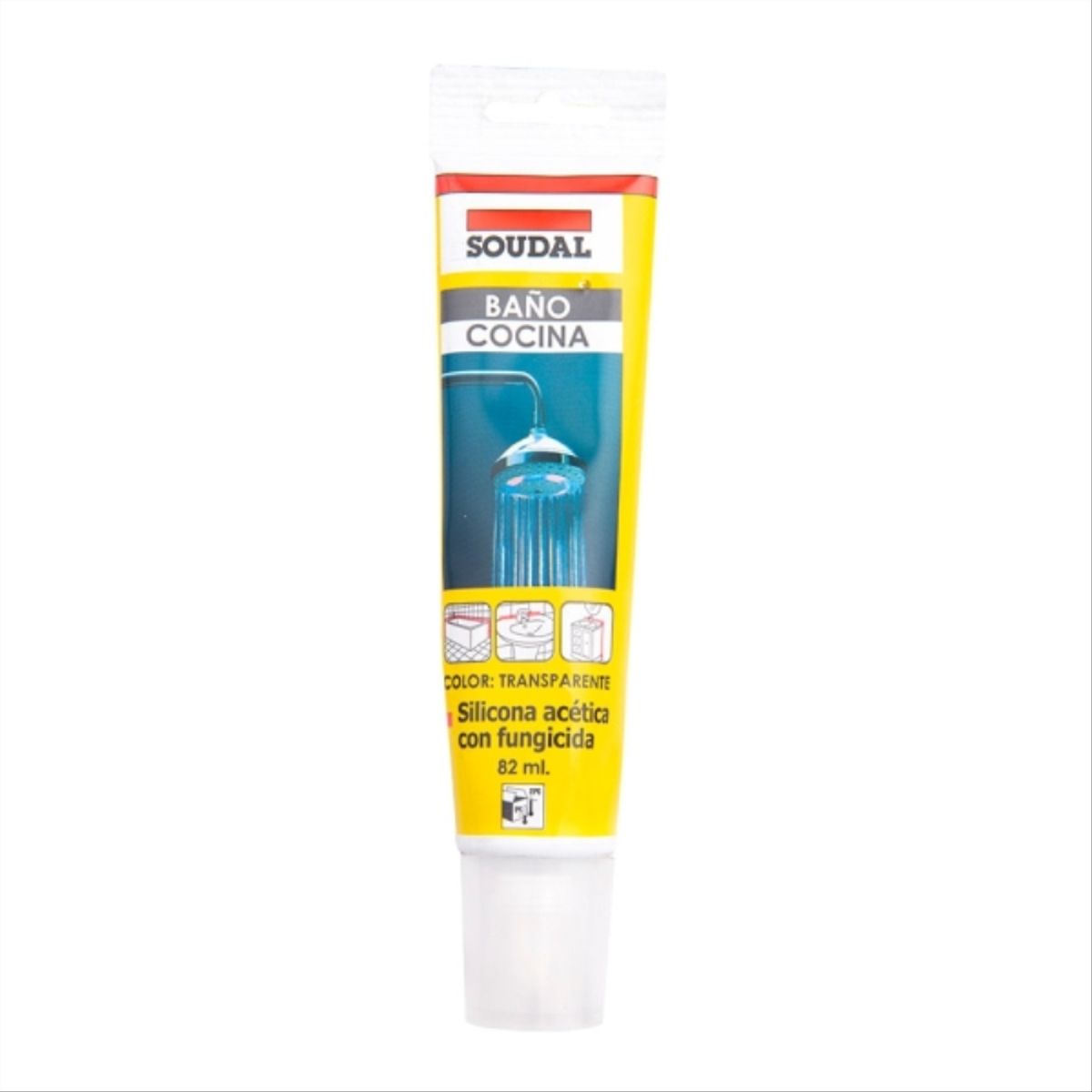 SOUDAL - Silicona antihongo para baño y cocina transparente 82 ml