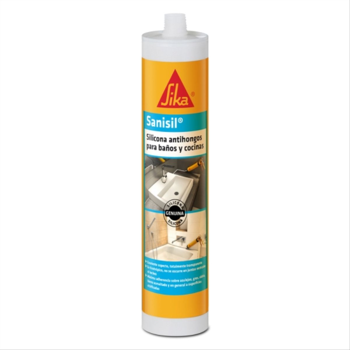 SIKA - Silicona antihongo para baño y cocina Sanisil blanca 300 ml