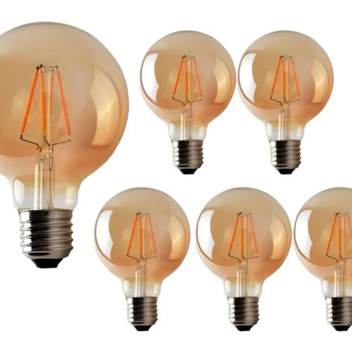 GENERICO - Pack 6 Ampolletas Led G80 Vintage 4w E27 2700k Ambar Luz Amarillo