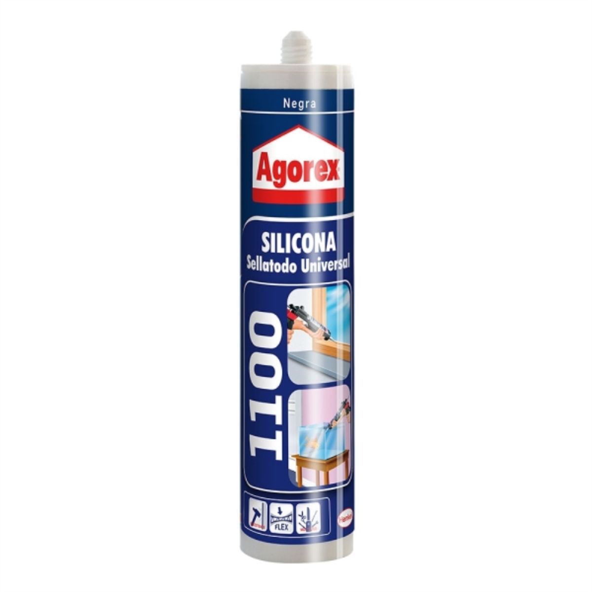 AGOREX - Silicona universal 1100 negra 300 ml