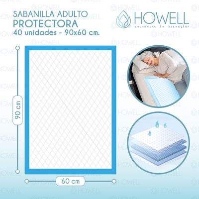 Imagen 2 del producto Pañales Sabanillas Adulto Protector Cama Desechable 90x60cm 40U