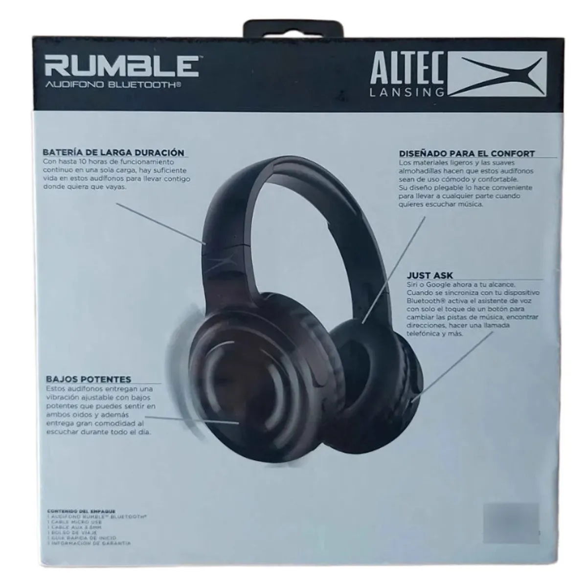 ALTEC LANSING - Audífonos Bluetooth Altec Rumble, 10 Horas, Asistente De Voz Negro