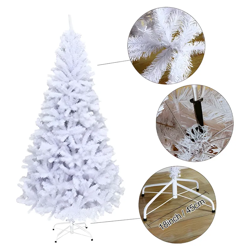GENERICO - Árbol Navidad Blanco 180 Cm 800 Ramas Adorno Patas Metal
