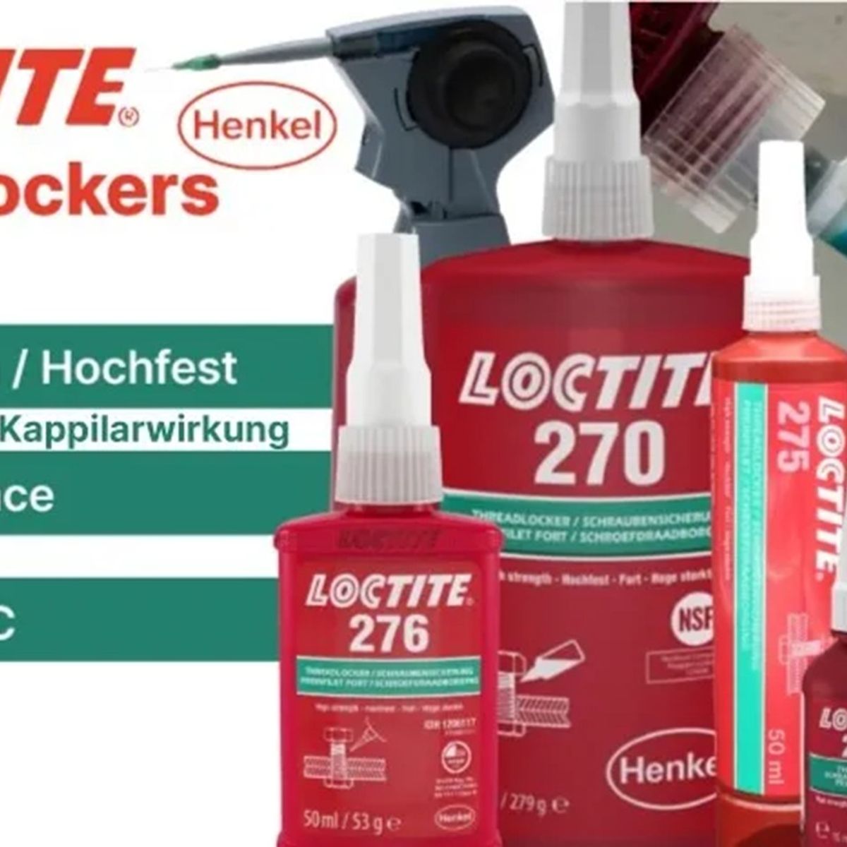 LOCTITE - Loctite 276 Traba Perno Verde 50ml Viscosidad: 380/620