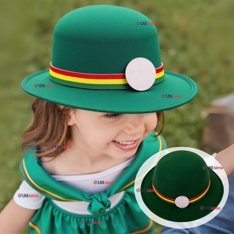 UTILISIMO - Sombrero Nortino Verde Fiestas Patrias Niña Baile Danza