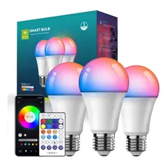 GENERICO - Pack x3 Ampolleta Inteligente Led Wifi Bluetooth App Rgb 9w