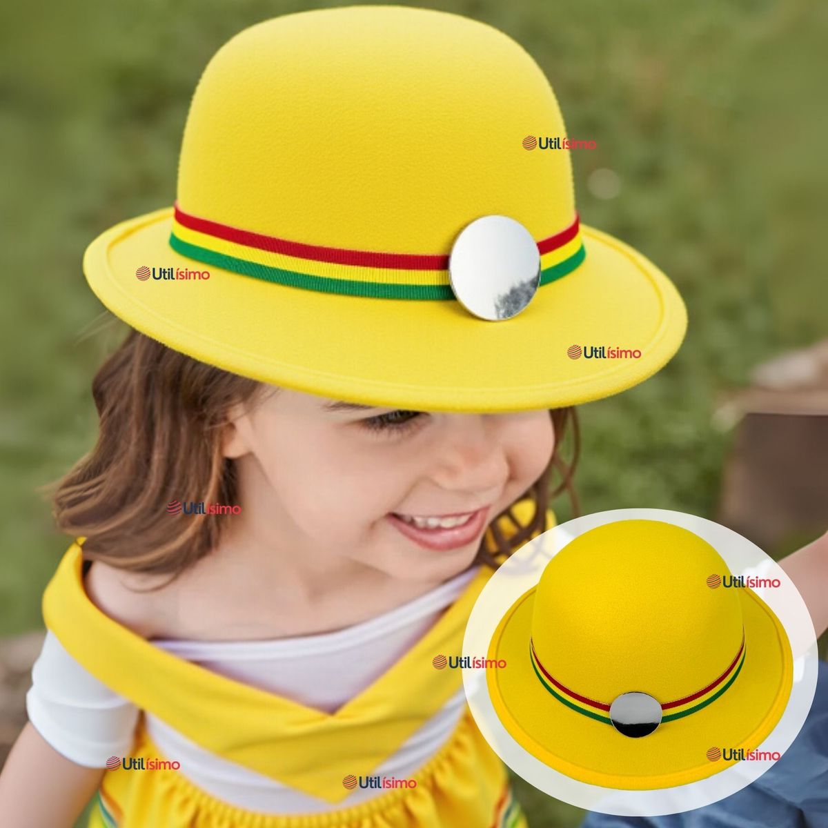 UTILISIMO - Sombrero Nortino Niña Fiestas Patrias Amarillo Baile Danzas